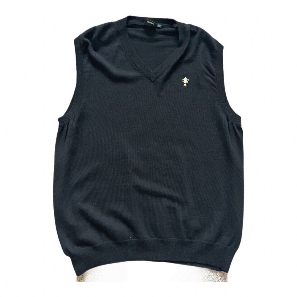 Bobby Jones 100% Merino Wool V Neck Sweater Vest With Trophy Embroidered XXL